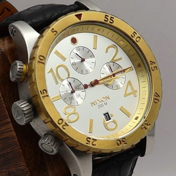 The Nixon 48-20 Gold Chrono- "Keep it Fresh" Very Handsome -Previously Owned - Picture 1 of 13